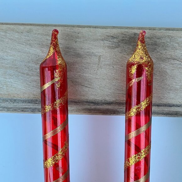 Blown Glass Unsilvered Candlestick Clip Ornaments - set of 5 - Picture 6 of 15